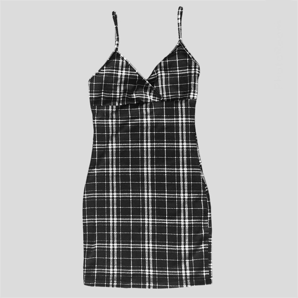 Shein coquette cottagecore grunge preppy goth black and white plaid dress